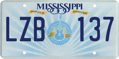 MS license plate LZB137