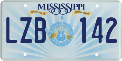 MS license plate LZB142