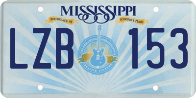 MS license plate LZB153