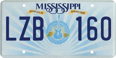 MS license plate LZB160