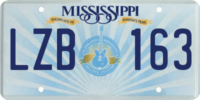 MS license plate LZB163