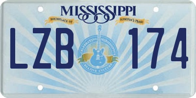 MS license plate LZB174