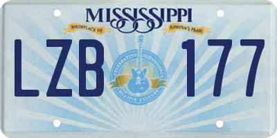 MS license plate LZB177