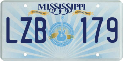 MS license plate LZB179