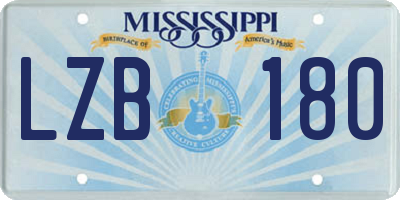 MS license plate LZB180