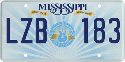 MS license plate LZB183