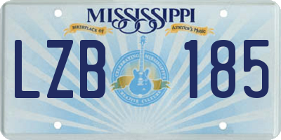 MS license plate LZB185