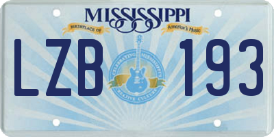MS license plate LZB193