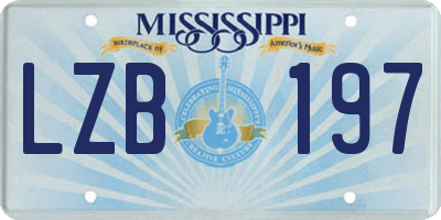 MS license plate LZB197