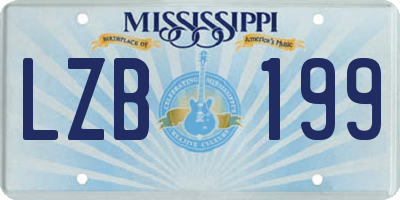 MS license plate LZB199