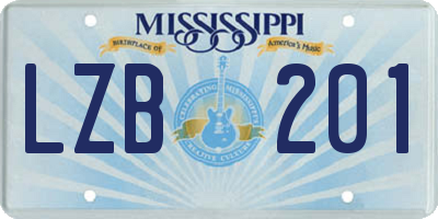 MS license plate LZB201