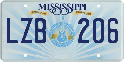 MS license plate LZB206