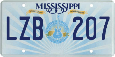 MS license plate LZB207