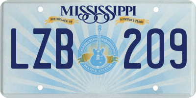 MS license plate LZB209