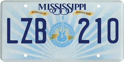 MS license plate LZB210