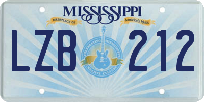 MS license plate LZB212