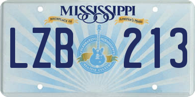 MS license plate LZB213