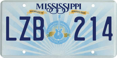 MS license plate LZB214