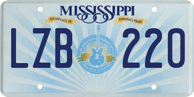 MS license plate LZB220
