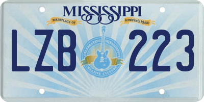 MS license plate LZB223
