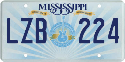 MS license plate LZB224