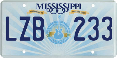 MS license plate LZB233