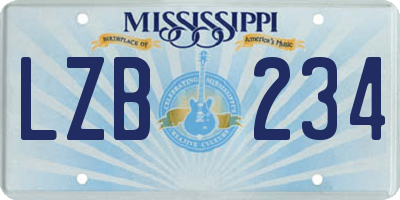 MS license plate LZB234