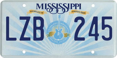 MS license plate LZB245