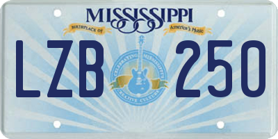 MS license plate LZB250