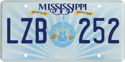 MS license plate LZB252