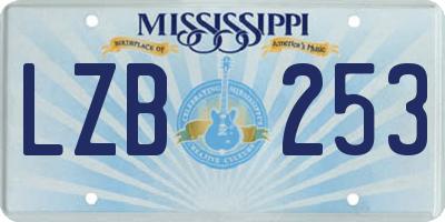 MS license plate LZB253
