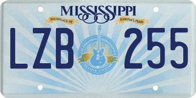 MS license plate LZB255