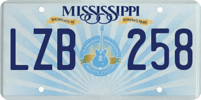 MS license plate LZB258