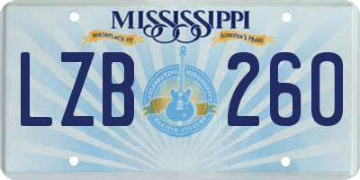 MS license plate LZB260