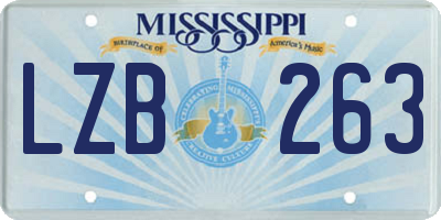 MS license plate LZB263