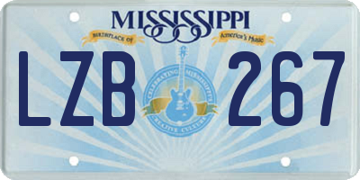 MS license plate LZB267