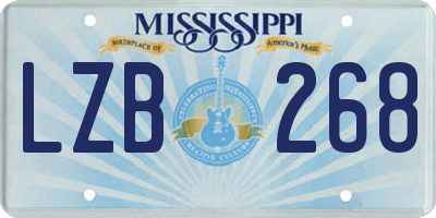 MS license plate LZB268