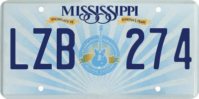 MS license plate LZB274