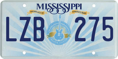 MS license plate LZB275