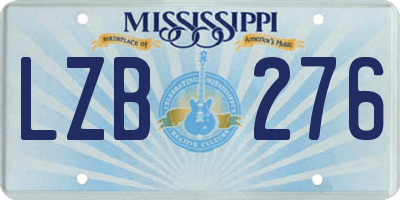 MS license plate LZB276
