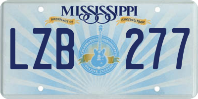 MS license plate LZB277