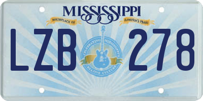 MS license plate LZB278