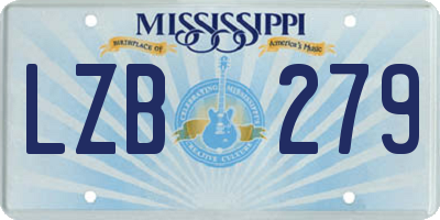 MS license plate LZB279