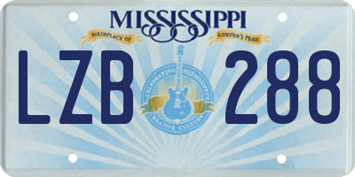 MS license plate LZB288