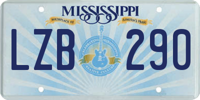 MS license plate LZB290