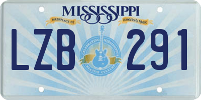 MS license plate LZB291