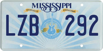 MS license plate LZB292