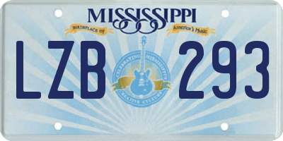 MS license plate LZB293