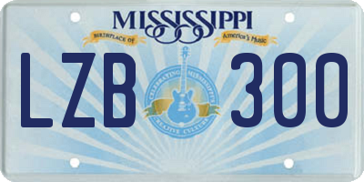 MS license plate LZB300