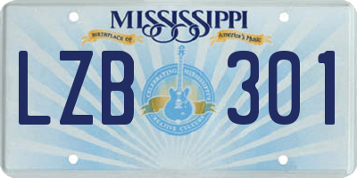 MS license plate LZB301
